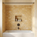 Gold / Yellow Gold Travertine 3x6 Tumbled Travertine Tile — Bathroom tub surround