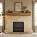 Gold / Yellow Gold Travertine 3x6 Tumbled Travertine Tile — Living Room fireplace surround