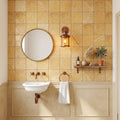 Gold / Yellow Gold Travertine 4x4 Tumbled Travertine Tile — Powder Room wall