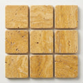 Gold / Yellow Gold Travertine 5/8x5/8 Tumbled Travertine Mosaic close-up