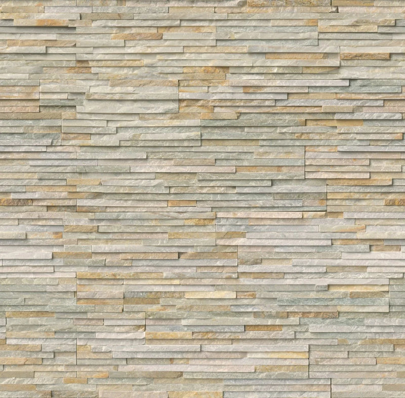 Golden Honey Pencil Splitface Quartzite 6x18 Corner Ledger Stone