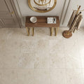 Golden Sand 24x24 Brushed Marble Tile — Foyer floor