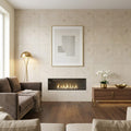Golden Sand 24x24 Brushed Marble Tile — Living Room feature wall