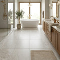 Golden Sand 24x24 Brushed Marble Tile — Primary Bath floor