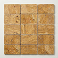Golden Sienna 3x6 Tumbled Textured Travertine Tile close-up