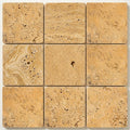 Golden Sienna Travertine Tile 6x6 Tumbled close-up