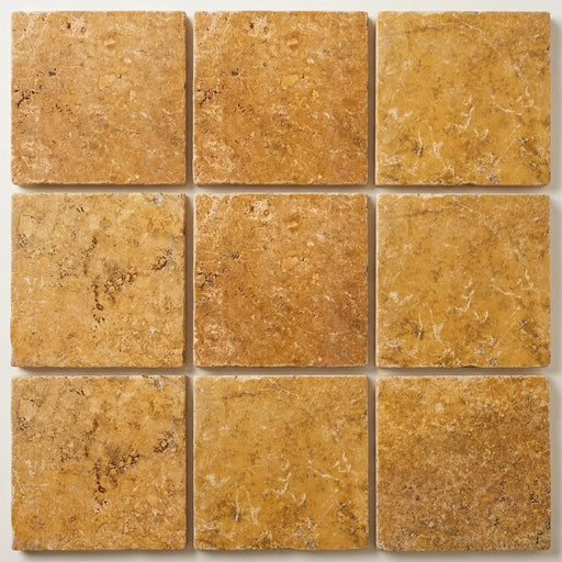 Golden Sienna Tumbled 12x12 Textured Travertine Tile close-up