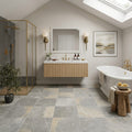Golden White 12x12 Gauged Quartzite Tile — Bathroom floor