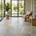 Golden White 16x16 Gauged Quartzite Natural Stone Tile — Sunroom floor