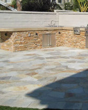Golden White Mesh Random Flagstone Quartzite Paver