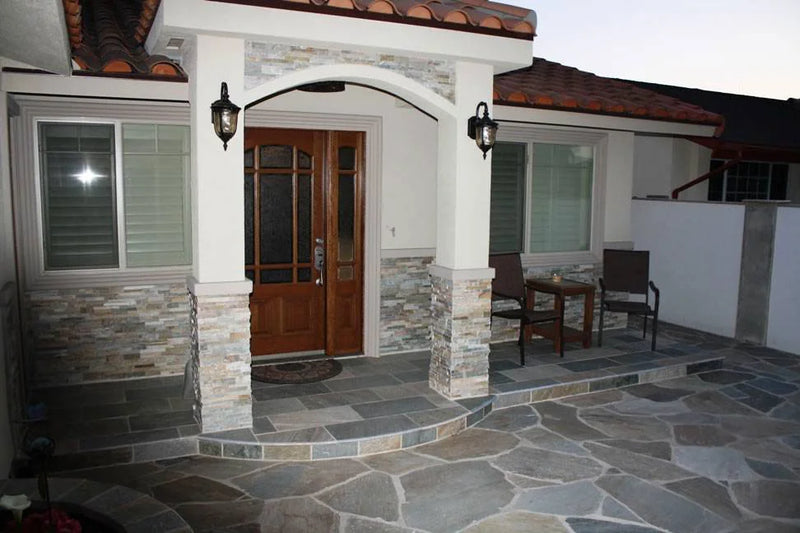 Golden White Mesh Random Flagstone Quartzite Paver