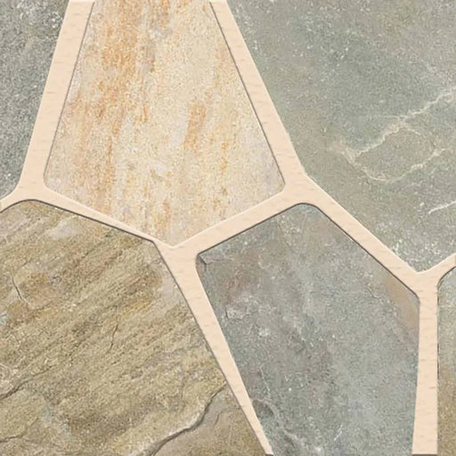 Golden White Mesh Random Flagstone Quartzite Paver