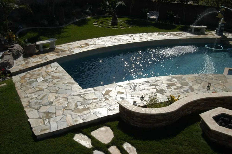 Golden White Mesh Random Flagstone Quartzite Paver
