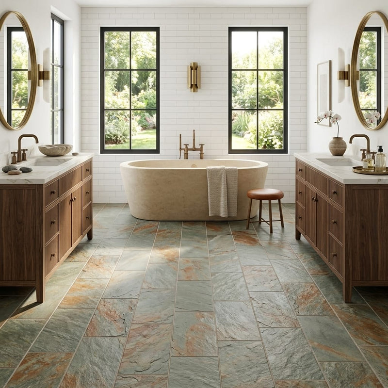 Grand Canyon Peak Quartzite Natural 12 x 24 x 2 Quartzite Wall Cap Cap 12x24 tile — Bathroom floor