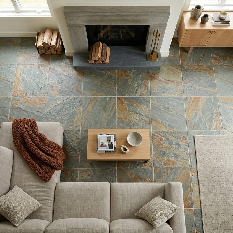 Grand Canyon Peak Quartzite Natural 21 x 21 x 2 Quartzite Column Cap Cap 20x20 tile — Family Room floor