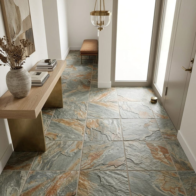 Grand Canyon Peak Quartzite Natural 21 x 21 x 2 Quartzite Column Cap Cap 20x20 tile — Hallway floor