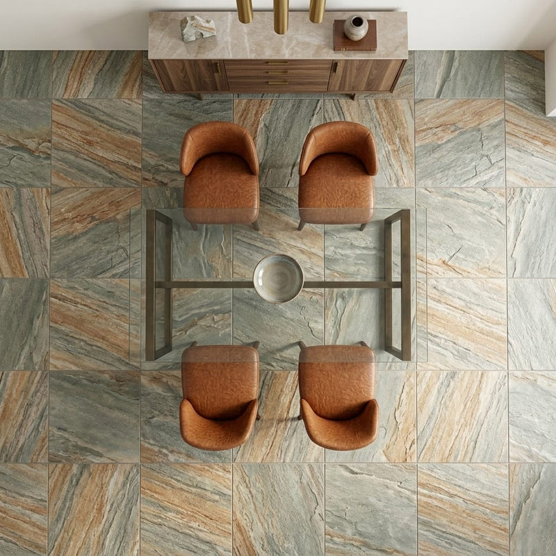 Grand Canyon Peak Quartzite Natural 24 x 24 x 2 Quartzite Column Cap Cap 24x24 tile — Dining Room floor