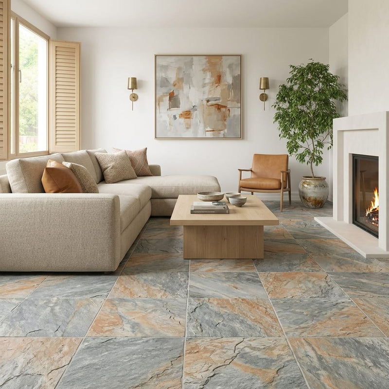 Grand Canyon Peak Quartzite Natural 24 x 24 x 2 Quartzite Column Cap Cap 24x24 tile — Living Room floor