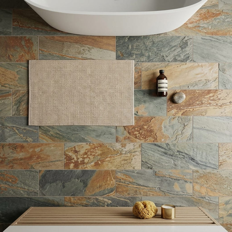 Grand Canyon Peak Quartzite Natural 8 x 24 x 2 Quartzite Wall Cap Cap 8x24 tile — Bathroom floor