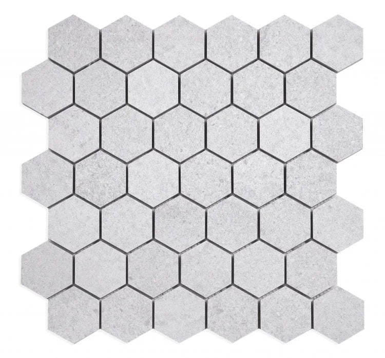 Grant Silver 2x2 Hexagon Porcelain Mosaic