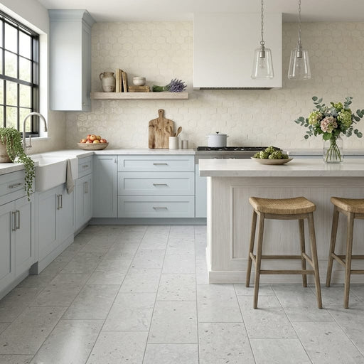 Graphite Antiqued 12x24 Limestone Tile — Kitchen floor