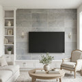 Graphite Antiqued 12x24 Limestone Tile — Living Room feature wall