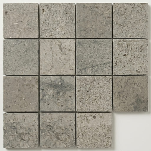 Graphite Antiqued 2x2 Limestone Mosaic close-up