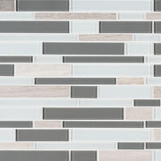 Gray Cliff Interlocking Pattern Misc. 0.16 Inch Glass Mosaic Tile