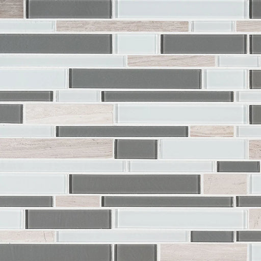 Gray Cliff Interlocking Pattern Misc. 0.16 Inch Glass Mosaic Tile
