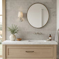 Gray Volcano Limestone Tile 12x24 Honed — Bathroom vanity wall