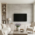 Gray Volcano Limestone Tile 12x24 Honed — Living Room feature wall