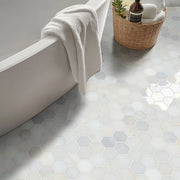 Greecian White 2 Hexagon Pattern Polished Marble Mosaic Tile