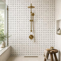 Greecian White 2x2 Octagon Polished Marble Mosaic Tile — Bathroom shower wall