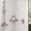Greecian White 3x6 Polished Marble Subway Tile — Bathroom shower wall