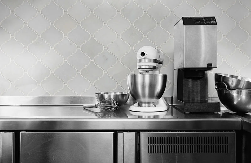 Greecian White Arabesque Polished Marble Mosaic Tile