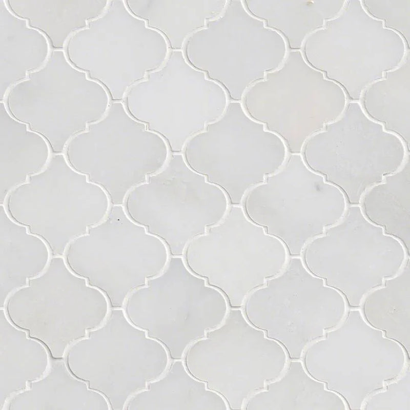Greecian White Arabesque Polished Marble Mosaic Tile