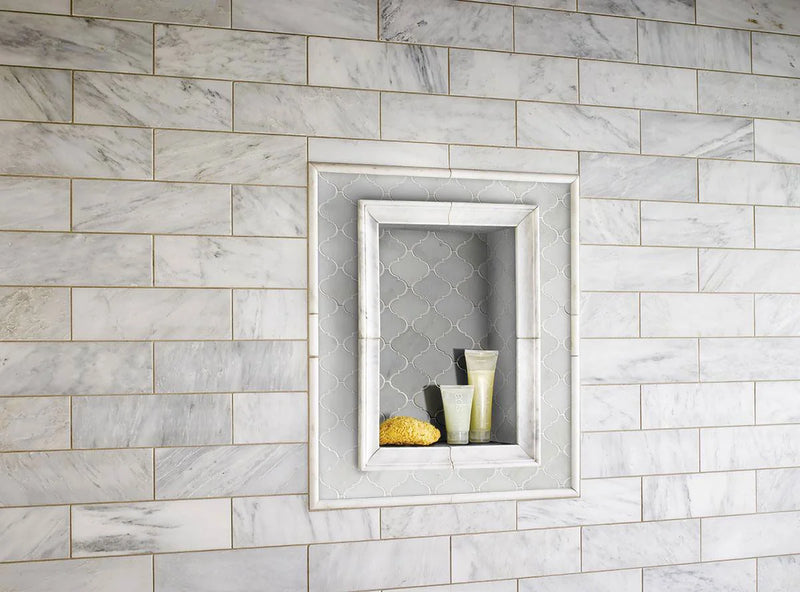 Greecian White Arabesque Polished Marble Mosaic Tile