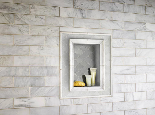 Greecian White Arabesque Polished Marble Mosaic Tile