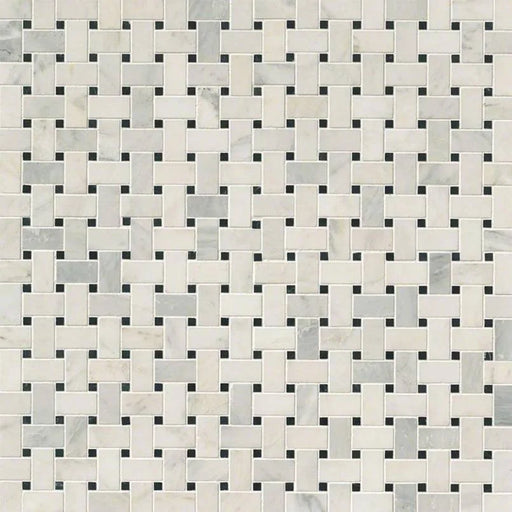 Greecian White Basketweave Polished Marble Mosaic Tile