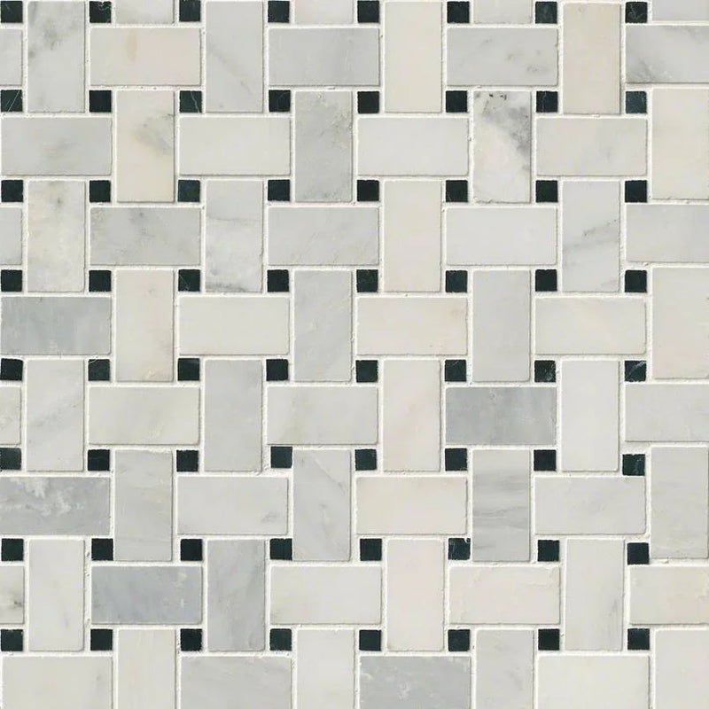 Greecian White Basketweave Polished Marble Mosaic Tile