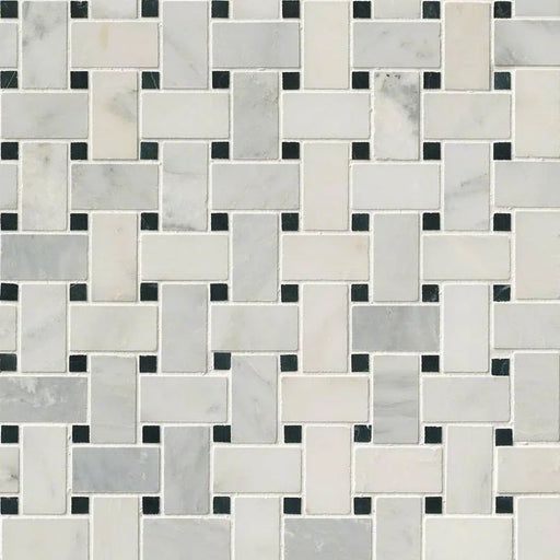 Greecian White Basketweave Polished Marble Mosaic Tile