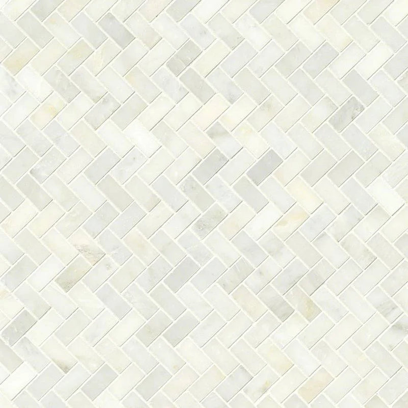 Greecian White Herringbone Polished Marble Mosaic Tile