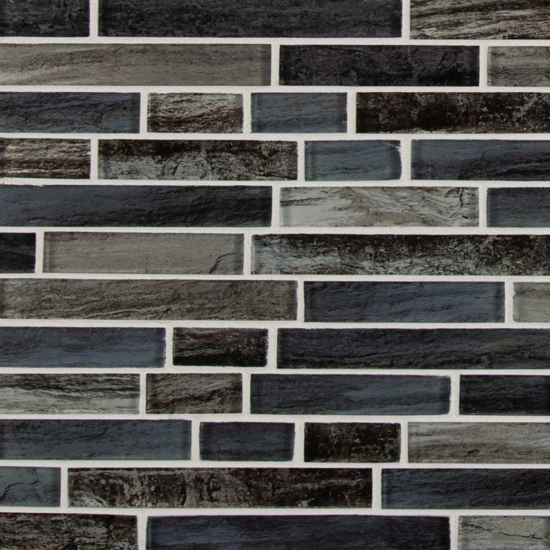 Grigio Lagoon Interlocking Pattern Misc. 0.31 Inch Glass Mosaic Tile