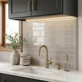 H Line Pumice Glossy 3x6 Ceramic Tile — Kitchen backsplash edge