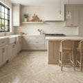 Haisa Light (White Wood) Limestone 12x24 Honed Tile — Kitchen floor