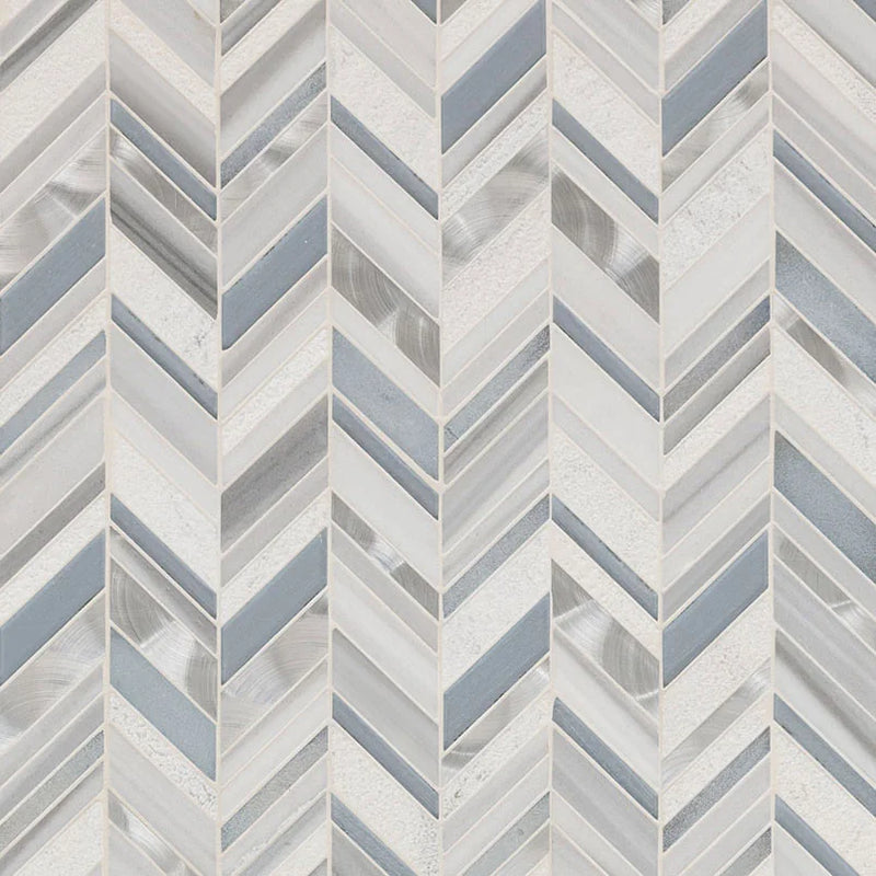Harlow Chevron Pattern Glass Stone Blend Mosaic Tile
