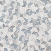 Harlow Cube Pattern Glass Stone Blend Mosaic Tile