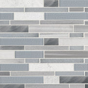 Harlow Interlocking Pattern Glass Metal Blend Mosaic Tile