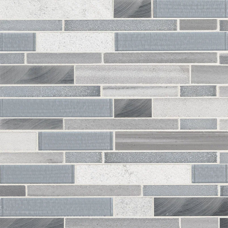 Harlow Interlocking Pattern Glass Metal Blend Mosaic Tile