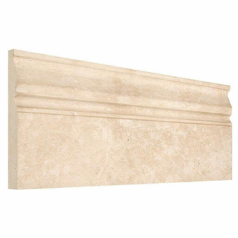 Ivory / Light Travertine 5x12 Cream Honed Tile Baseboard Trim
